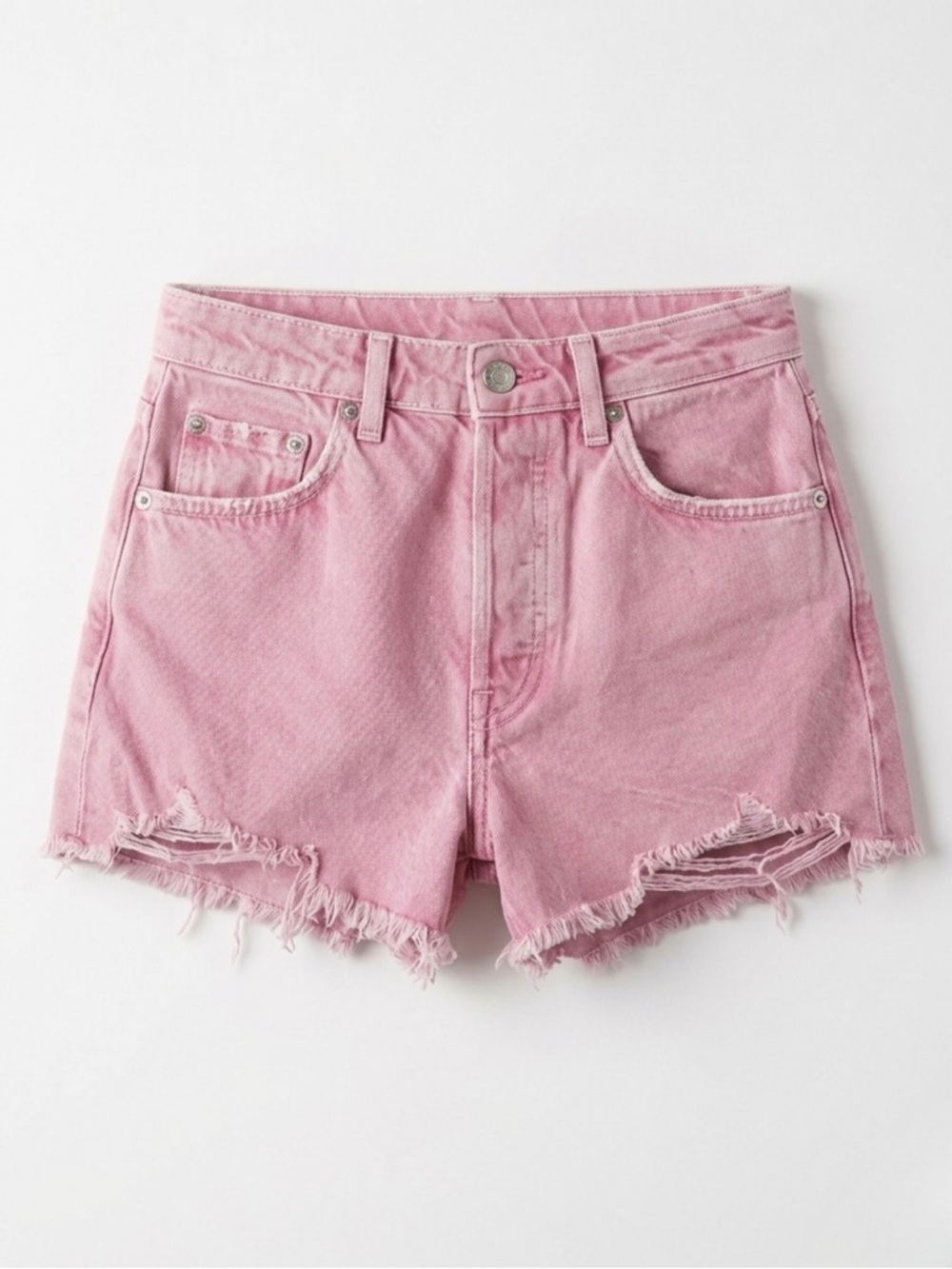 Zara | Pink Distressed Denim Jean Shorts